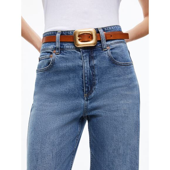 Alice + Olivia Accessories - Alice + Olivia 'Letty' Brown Leather Gold Buckle Belt Size S
